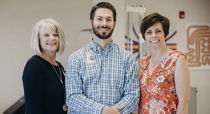 Doctor of Physical Therapy Joan Potter Brunet, Reid Gehring, and Misty Miller